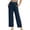 Navy, variant on Womens Wide Leg Pants Solid Color Pockets Leggings Fitness and Casual Leggings Cropped Pants Size S-2XL