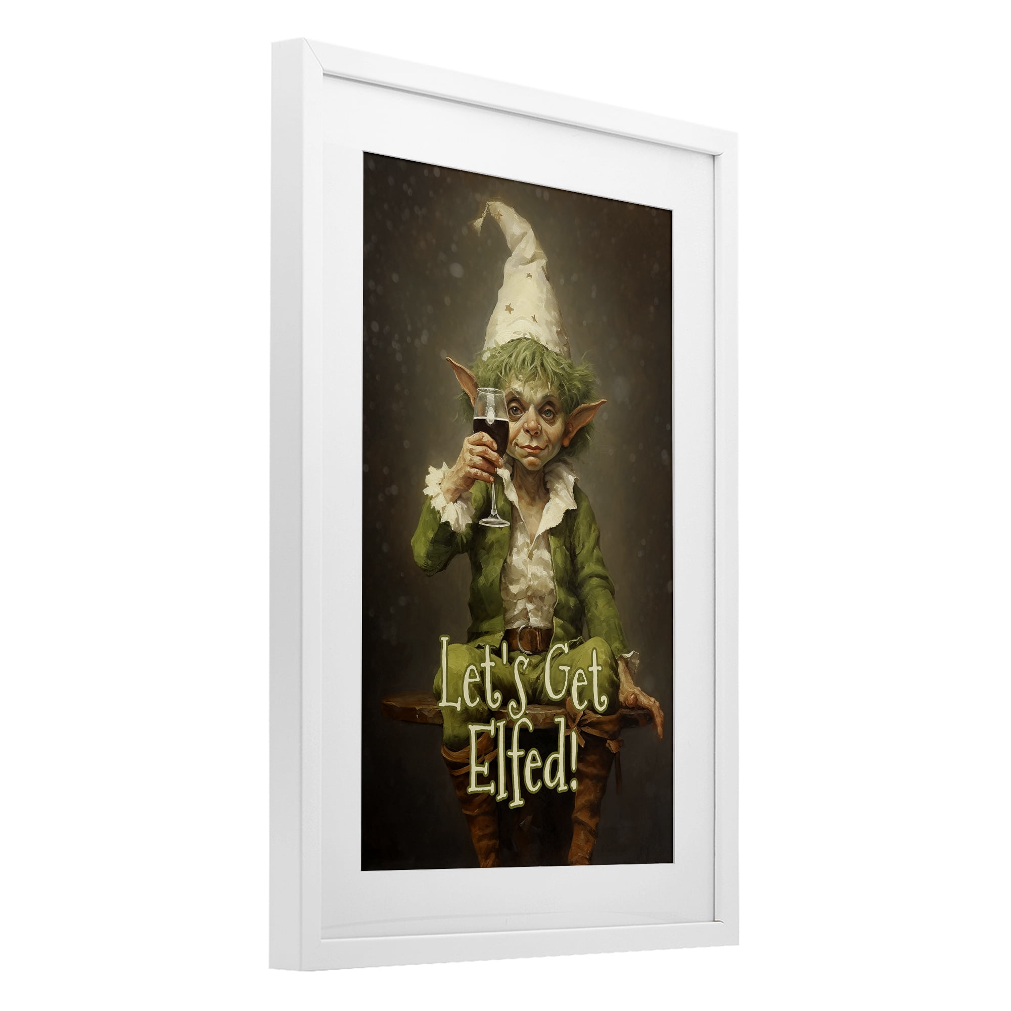 Stupell Industries Let's Get Elfed White Framed Print Under Glass, design by Tina LeCour