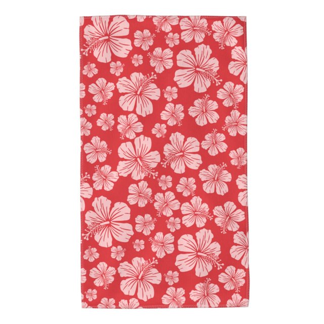 Fotbe Red Hibiscus Flower Toalla Premium con Patrón, Toalla de Microfibra de Secado Rápido, Ligera y Altamente Absorbente (27.5x16in), Ideal para Uso Diario