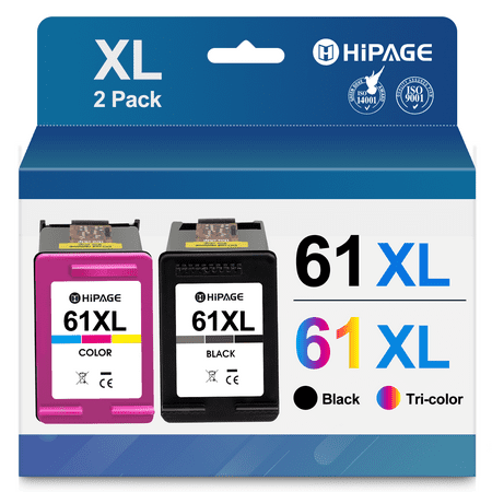 61XL 61 Ink for HP 61 Ink for HP Printer Ink 61 XL 61XL Ink Cartridge Combo Pack for Envy 4500 5530 Deskjet 1000 1010 1510 2540 3050 Officejet 2620 4630 Printer (1 Black,1 Tri-color)