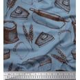 thumbnail image 1 of Soimoi Tissu Satin Soie Rouleau, Imprimé Pain de Blé & Sandwich 1 Yard 42 Pouces de Large, 1 of 3