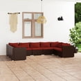 thumbnail image 1 of vidaXL 9 Piece Garden Lounge Set with Cushions Poly Rattan Brown, 1 of 4