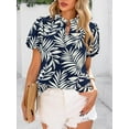 thumbnail image 7 of PRETTYGARDEN Boho Short Sleeve Floral Work Blouses for Women Dressy Casual V Neck Puff Sleeve Loose Chiffon Flowy Tops Shirts, 7 of 7