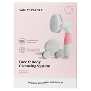 Vanity Planet Body Cleansing Brush, 3 Interchangeable Brushes, Water Resistant, Pucker-up Pink