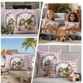 thumbnail image 5 of Easter Bunny Outdoor Waterproof Pillow Covers, Spring Easter Eggs Chick Floral Pink Check Decorative Square Throw Pillowcase Sofa Cushion Sham for Patio/Couch/Chair, 18"x18" 2 Pack, 5 of 8