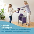 thumbnail image 4 of ECR4Kids The Surf Portable Activity Lap Desk with Mobile Storage Cart, Eggplant, 10-Pack, 4 of 9