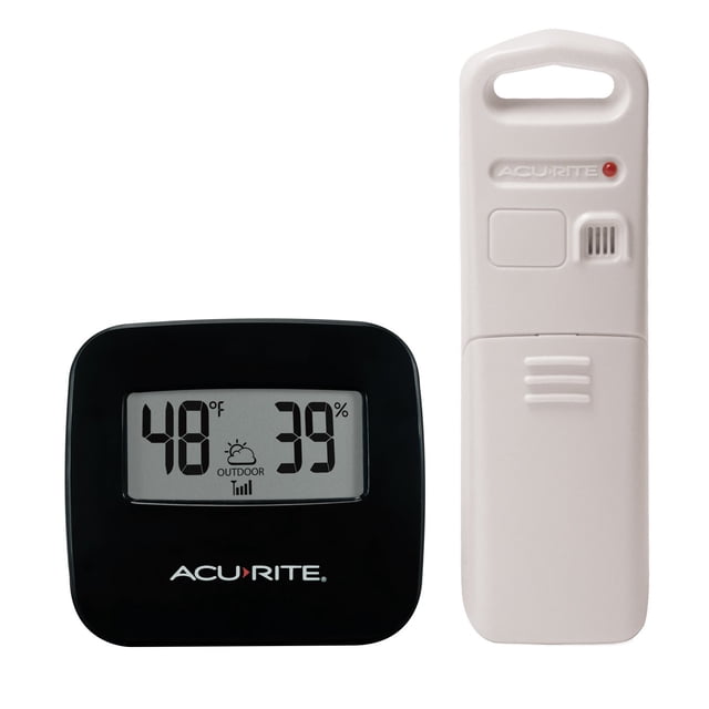 Termómetro AcuRite 02097M inalámbrico para interiores y exteriores, negro