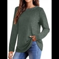 thumbnail image 2 of Camisas de Larga para Mujer, Blusas Holgadas de Cuello Redondo, Elegantes, Informales, para Otoño e Invierno. Verde XXL, 2 of 5