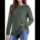 thumbnail image 2 of Camisas de Larga para Mujer, Blusas Holgadas de Cuello Redondo, Elegantes, Informales, para Otoño e Invierno. Verde M, 2 of 5