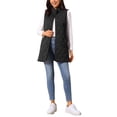 thumbnail image 2 of Women's Long Puffer Vest Stand Collar Sleeveless Puffy Jackets Lightweight Gilet Quilted Warm Coat S Black, 2 of 6