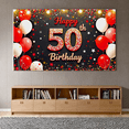 thumbnail image 5 of Happy 50th Birthday Backdrop Banner with Balloons Star Decors Party Supplies Birthday Decoration Photography Props Birthday Party Background, 5 of 7
