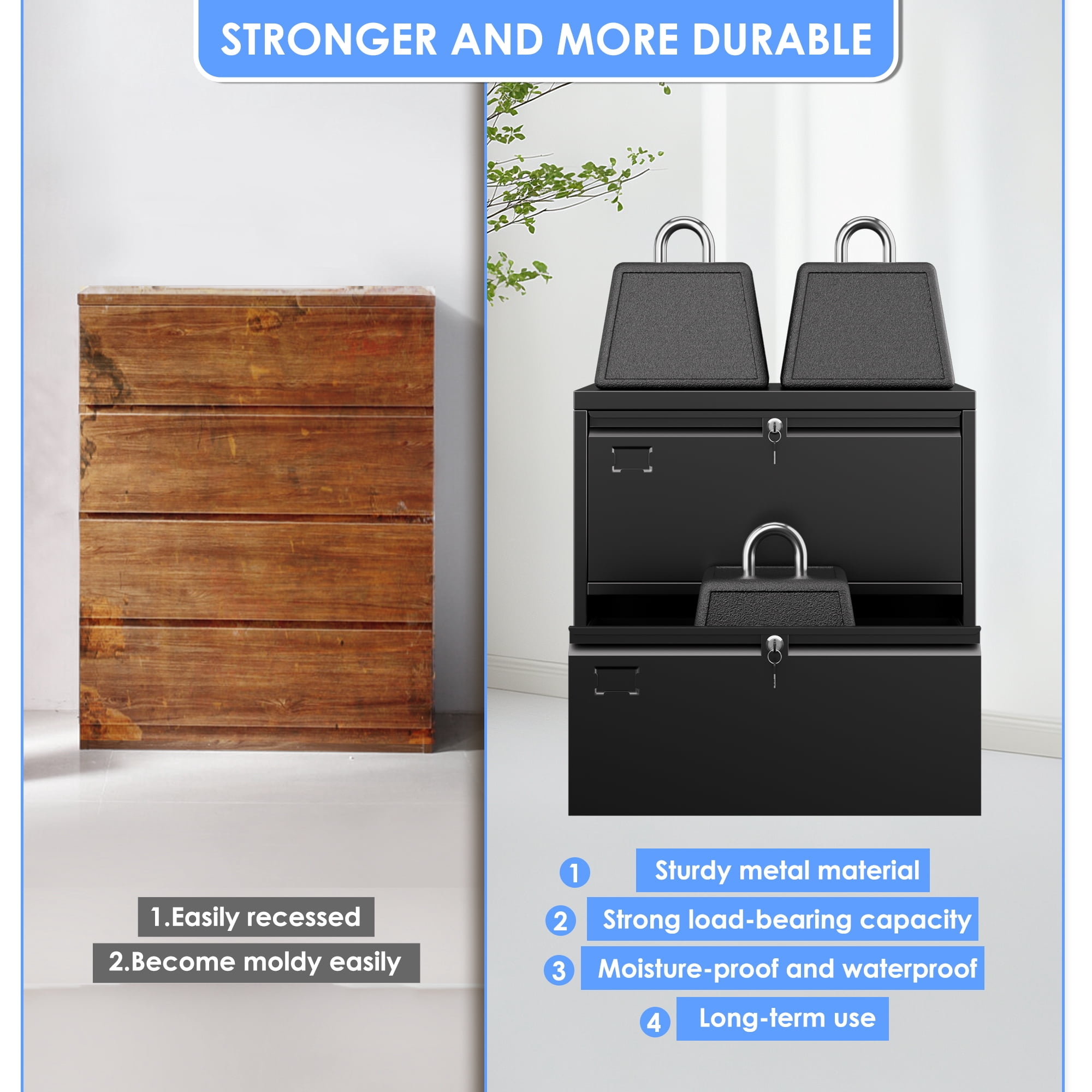 Supeer 2 Drawers Metal Lateral File Cabinets with Individual Locks, Lockable Filing Storage Cabinet for Office, Home, School, Organization Cabinet with Files Bar for Letter/Legal, Assembly required