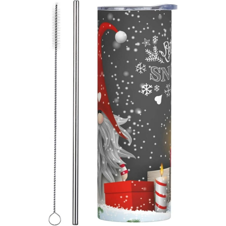 20 oz Insulated Stainless Steel Tumbler Mugs Merry Valentine Cute Gnome  Snow with Lid Straw and Straw Brush for coffee, Car, Home, Office, Travel,  Party 