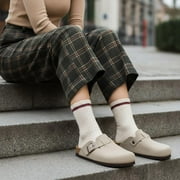 Cushionaire Hana Womens Clogs | Comfortable Vegan Suede Clogs for Women | Slip On Potato Shoes with Cork Footbed & Arch Support | Memory Foam, Wide Widths Available