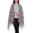 thumbnail image 2 of Honeii Ladybugs on Black and White Striped Print Scarf Oversized Scarf Tassel Fall Winter Thick Scarf Warm Shawl Women,Women's Scarves & Wraps, 2 of 8
