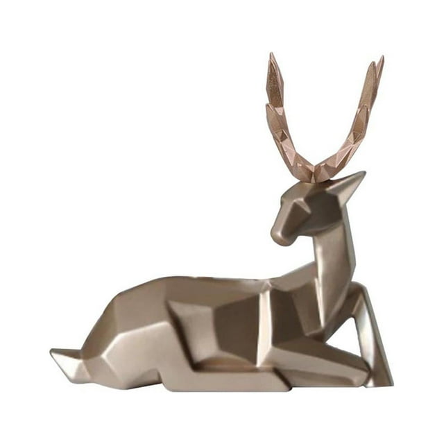 Décoration de Statue de Cerf, Statue de Cerf Exquise Décorative, Bureau Géométrique 2Pcs pour la Sculpture Animale de Statue de Cerf de Résine de Table d'Armoire