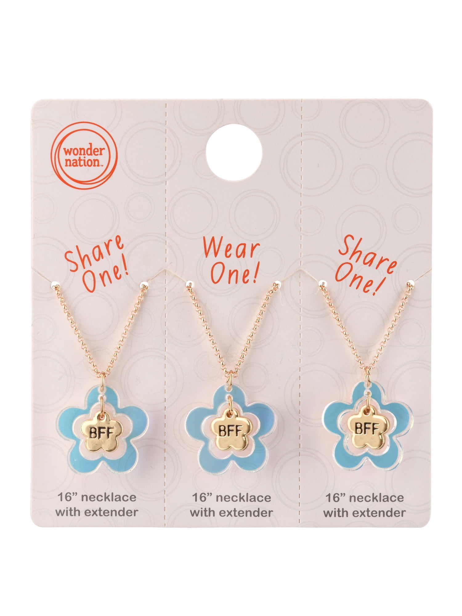 Wonder Nation Female Gold Tone Trio Flower BFF Necklace Set