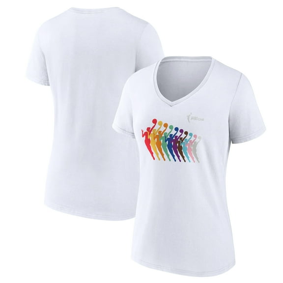 Women's White WNBA Pride V-Neck T-Shirt