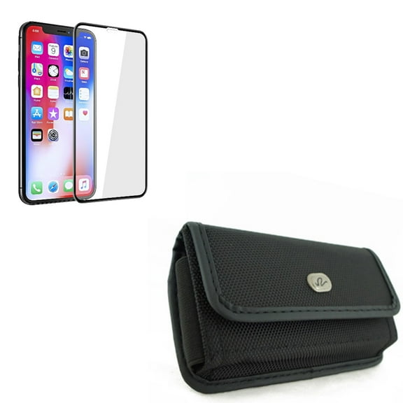 Screen Protector & Case Belt Clip for iPhone XR 11 ONLY - Tempered Glass 5D Touch Curved Edge Full Cover   Rugged Holster Canvas Cover Combo