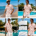 thumbnail image 4 of Xixirimido Pink Palm Leaf Floral Matching Couple Outfits Men’s Button-down Hawaiian Shirt Women Sleeveless Midi Dress with Pocket Couples Matched Summer Outfits for Beach Vacation, L, 4 of 7