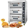 thumbnail image 3 of Commercial Pizza Oven Movable Bakery Baking Oven Stainless Steel 6 Tray 3 Layer 220V, 3 of 7