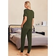 thumbnail image 5 of Ekouaer Pajamas for Women Set 2 Piece Lounge Set Short Sleeve Pjs Joggers Long Pants Sleepwear with Pockets, 5 of 6
