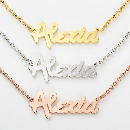 Personalized Planet Satin Finish Bold Name Necklace ,Women's