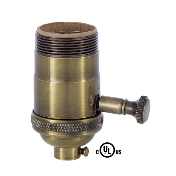 B&P Lamp® Edison Size Full Dimmer Socket In Antique Brass with UNO