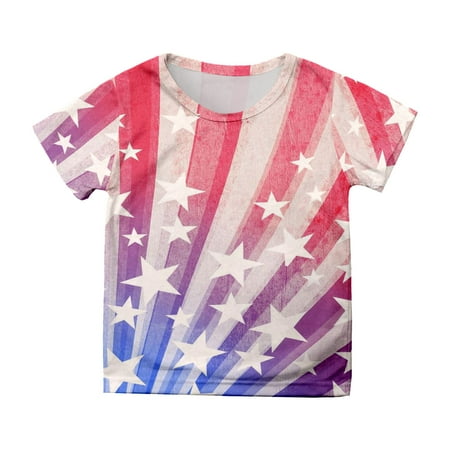 

Summer Toddler Boys Girls Independence Day Short Sleeve Prints T Shirt Tops Clothes Little Girls Undershirts Soccer Shirt Girls Long Sleeve Pajamas Girls Baby Girls Tops Little Cat Girls Short Pajamas