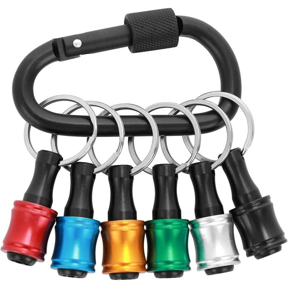 6 Pcs Drill Bit Holder, 1/4 Inch Hex Shank Screwdriver Bit Extension Aluminum Alloy Screwdriver Bits Holder Keychain