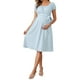 thumbnail image 1 of INSPIRE CHIC Vestidos de Maternidad para Mujeres Boho con Cinturón en la Cintura de Manga Corta Verano Iglesia Talla X-Large Azul, 1 of 6