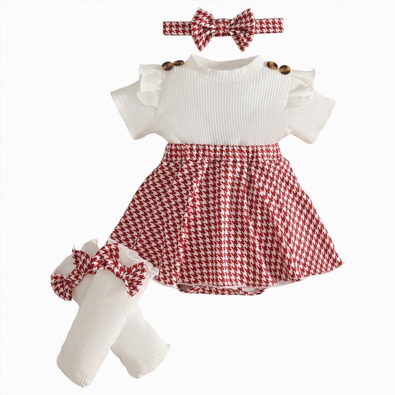 Duqingm Girls Summer Outfits Toddler Baby Girls Clothes Set Baby Summer Skirt Outfit Jean Skirt for Little Girls Wine,12-18 Months