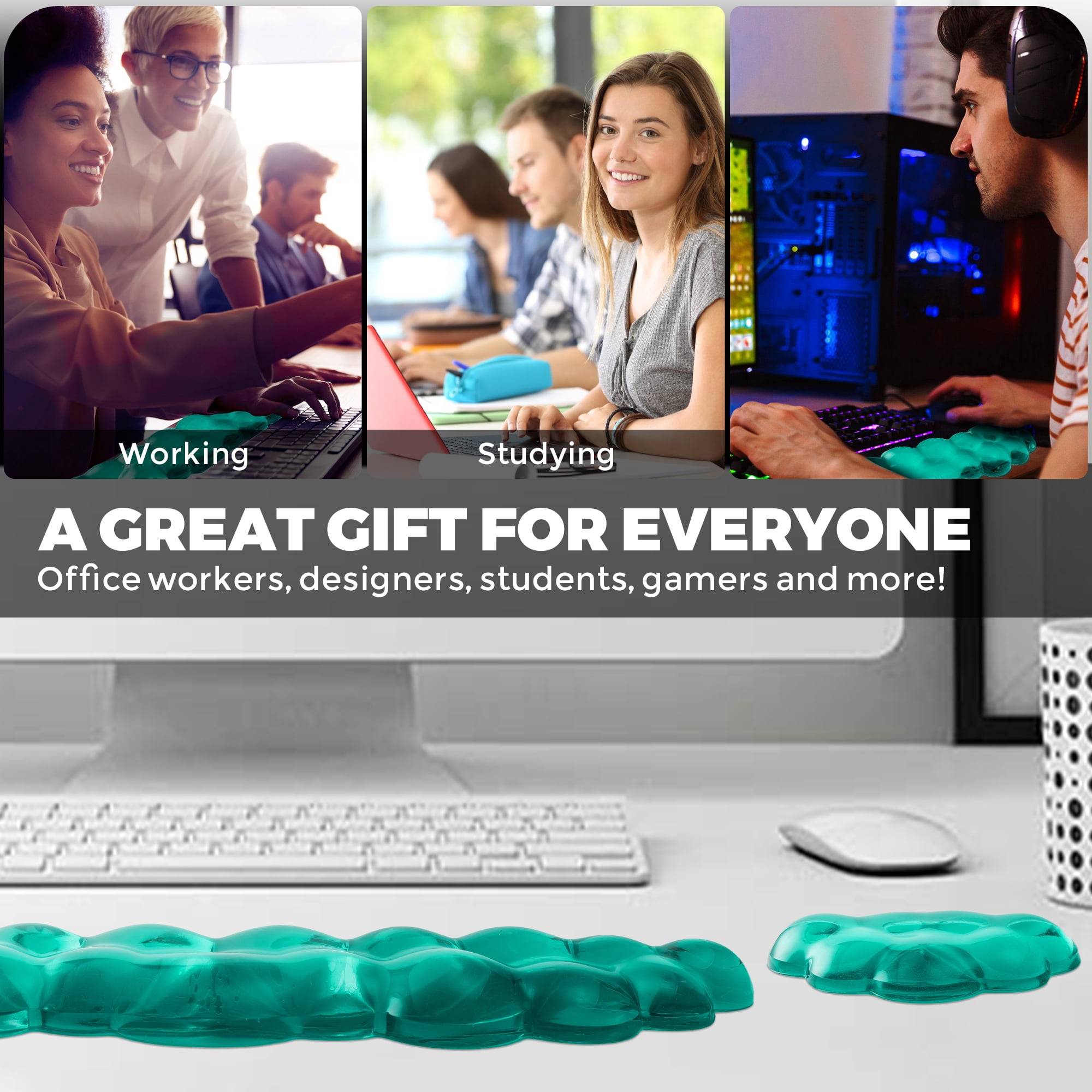ABRONDA Gel Cloud Keyboard & Mouse Wrist Rest Set - Cloud Keyboard Wrist Rest Pad & Mouse Support for Office Gaming Pad Computer Laptop Ergonomic Comfortable Pain Relief- Cloud Pad Set