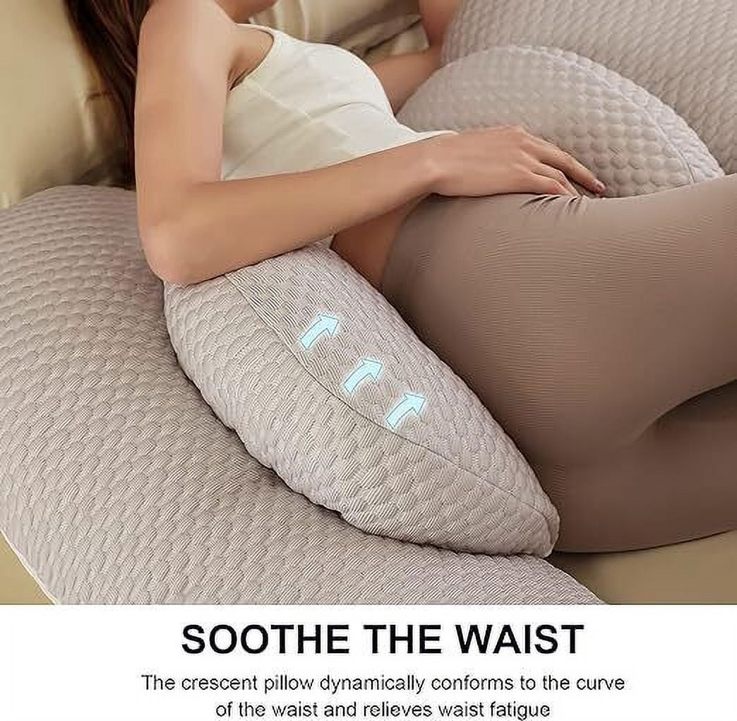 SHANNA Pregnancy Pillows Wedge Maternity Pillow Adjustable Full Body Support Pillow for Back Legs Belly HIPS（#02# Bamboo Khaki H Shaped）