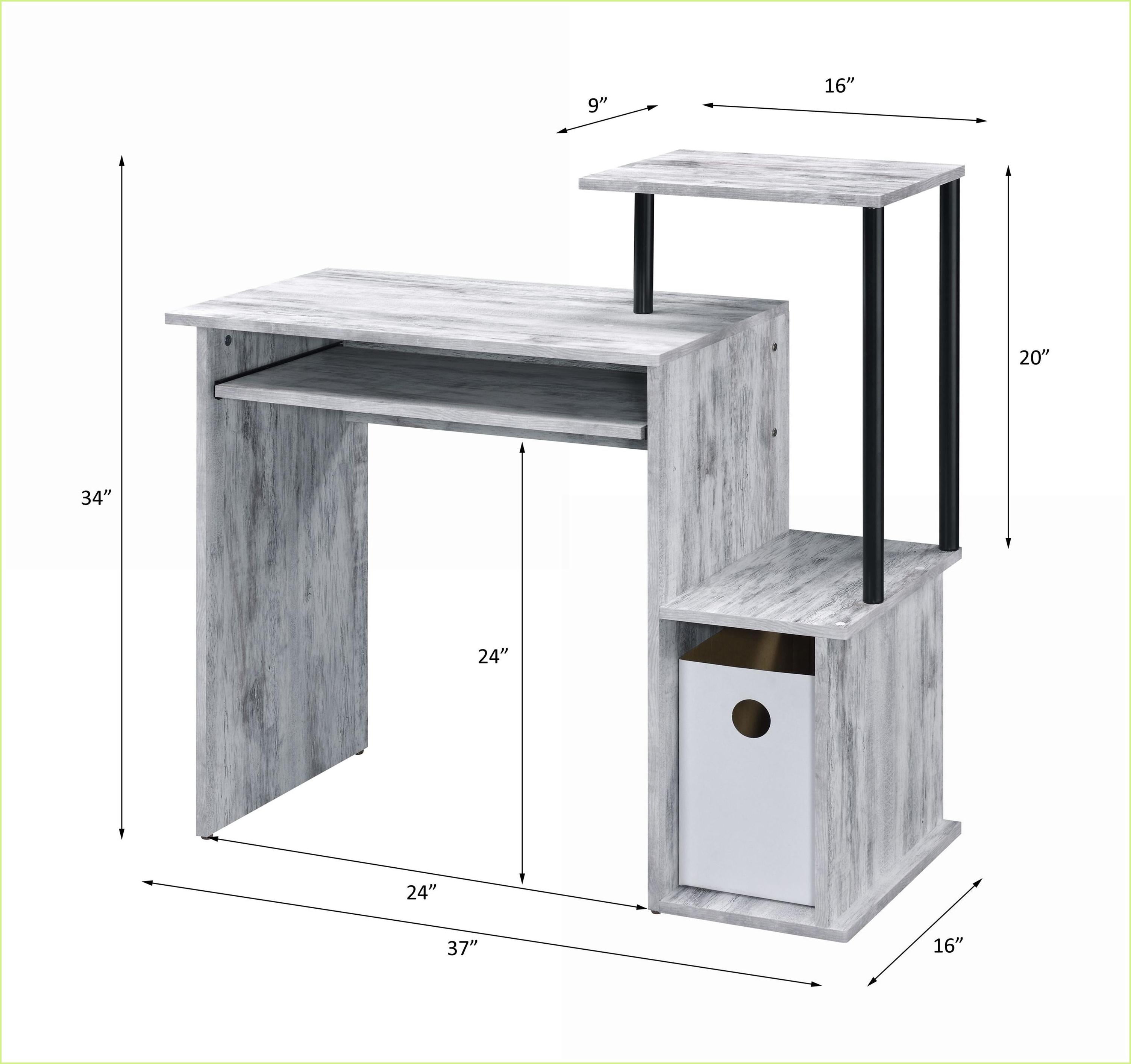 Computer Desks with Keyboard Tray, Storage & Shelf | Antique White & Black | Metal & Synthetic Wood