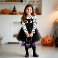 thumbnail image 5 of HNMKIU Halloween for Girls Child Girls Long Sleeve Party Dance Prints Halloween Dress Kids Casual Wear White - 5-6 Years, 5 of 8