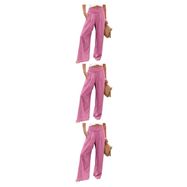 Pantalones Minnieouse Mujer verano primavera Casual pierna ancha estirable Rosa M Type1 NO1