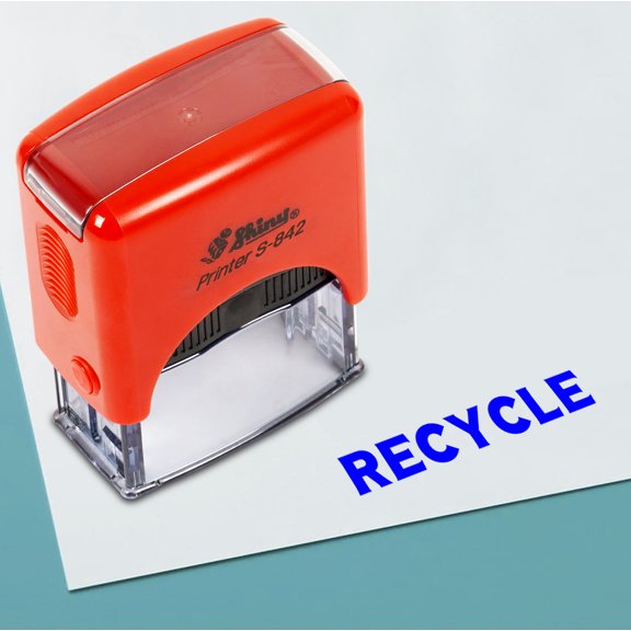 Printtoo Recycle Self Inking Rubber Stamp Pre,Inked Office Stamp, Home Office Business Stationery, 38 x 14 mm, Blue