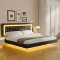 thumbnail image 7 of 4 EVER WINNER King Size Floating Bed Frame with LED Lights, Upholstered Platform Bed Frame with Diamond Tufted Headboard, Black King Size Bed Frame, Black, 7 of 7