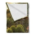 thumbnail image 2 of Japanese Soft Flannel Fleece Throw Blanket, Peaceful Garden Twilight Reflections in Water Red Bridge on Pond Sunset, Cozy Plush for Indoor and Outdoor Use, 50" x 70", Green Yellow, by Ambesonne, 2 of 5