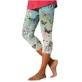 thumbnail image 2 of ICHUANYI Clearance Women's Summer Casual Elastic Waist Printed Cropped Beach Pants(Green, XXL) ICHUANYI WER2023080902232, 2 of 5