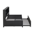 thumbnail image 6 of Twin Size Daybed with Twin Size Trundle, Wooden Platform Bed with Storage Shelves and USB Ports, Modern Bed Frame for Bedroom Dorm, No Box Spring Needed, Black, 6 of 7
