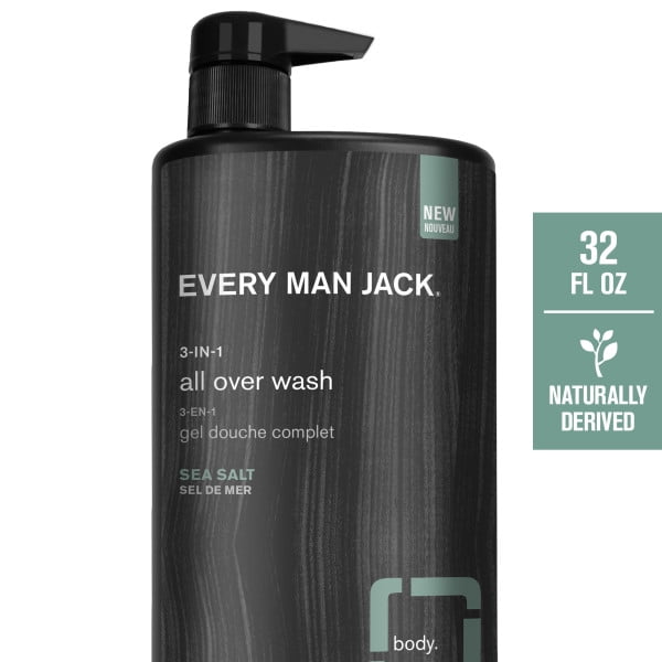 Every Man Jack Hydrating Sea Salt 3-in-1 All Over Wash for Men, Naturally Derived, 32 oz