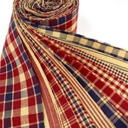 American Heritage Red Blue Homespun Plaid Cotton Fabric 22 pc 2.5 X 44 Precut Roll (Jelly Roll) by JCS