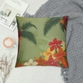 thumbnail image 2 of COMIO  Hawaiian Throw Pillow Cushion Cover, Aloha Vintage Print Colorful Swirl Backdrop Dolphins Palm Trees Flowers, Decorative Square Accent Pillow Case, 2 of 5