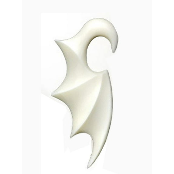 Gothic Tapered White Bat Wing Ear Plugs (4 mm, 6 Gauge) - 1 Piece - Right Side