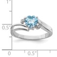 thumbnail image 2 of 925 Sterling Silver Rhodium Plated Diamond and Light Swiss Blue Topaz Heart Ring, 2 of 2