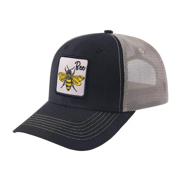 Unisex Embroidered The Bee, 6-Panel Trucker Hat, Black/Khaki, Adjustable Fit