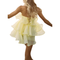 thumbnail image 3 of Fortune Women Strapless Ruffle Tulle Dress Sleeveless Low Cut Mesh Layered Flowy A-line Dress, 3 of 5