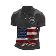 thumbnail image 2 of Men's Distressed American Flag Polo Short Sleeve Button Down Star Striped Patriotic 4th of July Golf T-Shirt 2026 Dark Gray XL, 2 of 4